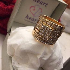 18k over lay of sterling silver ladies ring size6